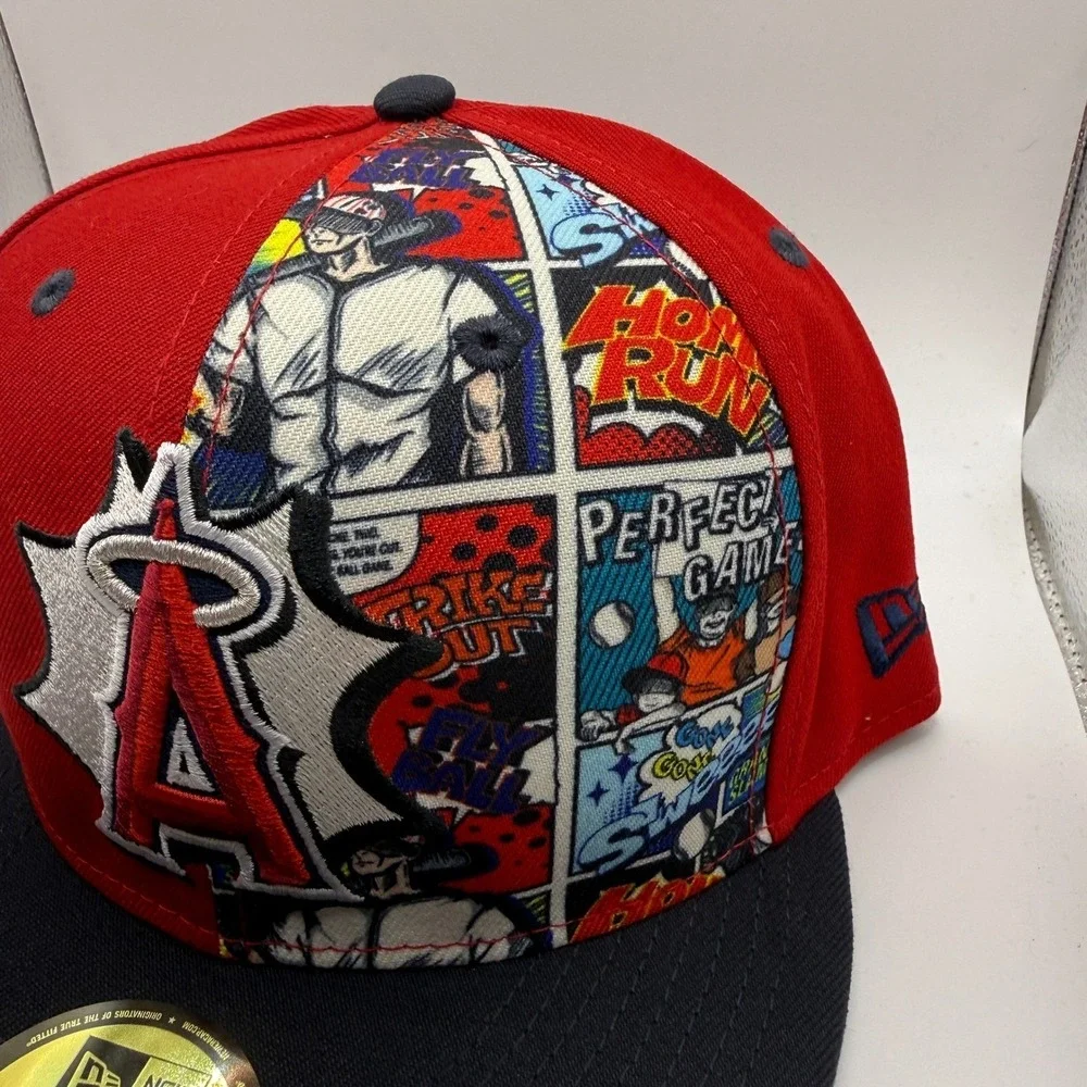 New Era 59FIFTY Los Angeles Angels Comic Book Panel Hat Red Blue Fitted 7 3/8